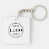 ぼやけグレイ背景カスタムロゴビジネス キーホルダー (裏面)