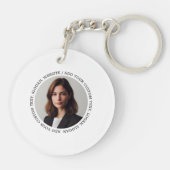 ぼやけグレイ背景カスタムロゴビジネス キーホルダー (裏面)