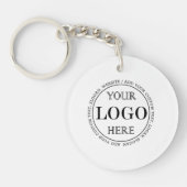ぼやけグレイ背景カスタムロゴビジネス キーホルダー (正面)