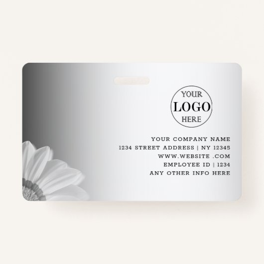 ぼやけグレイ背景カスタムロゴビジネス バッジ (裏面)