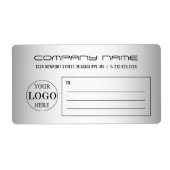 ぼやけグレイ背景カスタムロゴビジネス ラベル (正面)