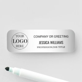 ぼやけグレイ背景カスタムロゴビジネス 名札