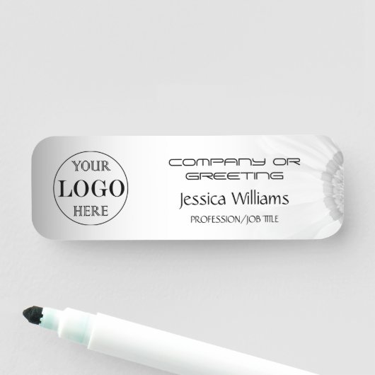 ぼやけグレイ背景カスタムロゴビジネス 名札 (インサイチュ)