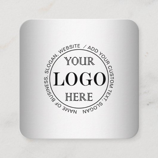 ぼやけグレイ背景カスタムロゴ スクエア名刺 (正面)