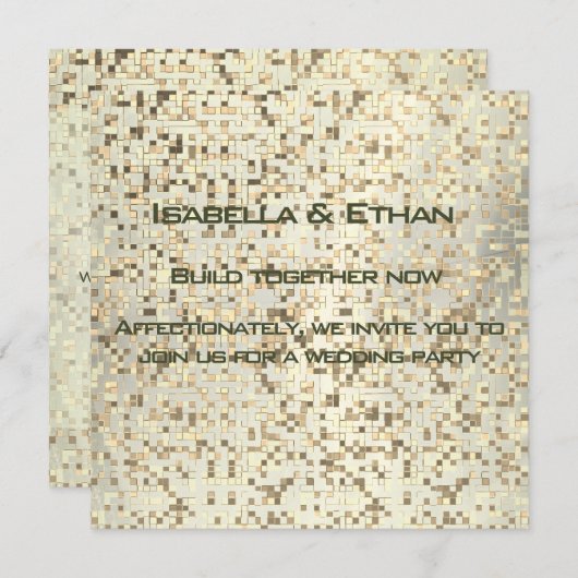 ぼやけセピアとベージュの小さな正方形またはタイル 招待状 (正面/裏面)