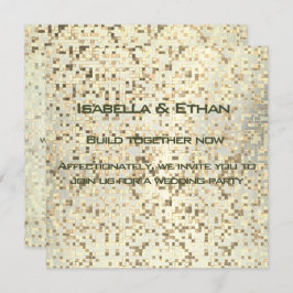 ぼやけセピアとベージュの小さな正方形またはタイル 招待状