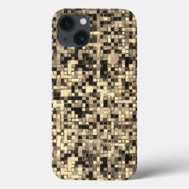 ぼやけベージュまたはカキ色の小さな四角またはタイル iPhone 13ケース