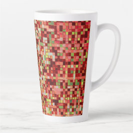 ぼやけ小さな四角形またはタイルでサンゴとピンク カフェラテマグ