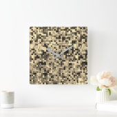 ぼやけ小正方形またはタイル スクエア壁時計 (ホーム)