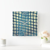 ぼやけ魚釣り網の絡み合いに似たシアン灰色 スクエア壁時計 (ホーム)