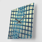 ぼやけ魚釣り網の絡み合いに似た灰色シアン スクエア壁時計 (傾斜)