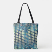ぼやけ魚釣り網の絡み合いに似た灰色シアン トートバッグ (裏面)