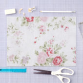 ぼろぼろのばら色の花柄 薄葉紙 (クラフト)