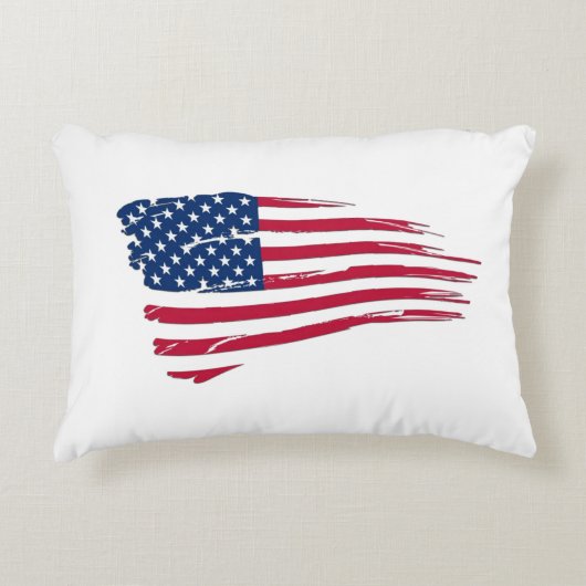ぼろぼろのアメリカ国旗 アクセントクッション (正面)