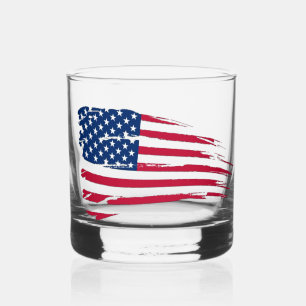 ぼろぼろのアメリカ国旗 ウイスキーグラス