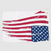 ぼろぼろのアメリカ国旗 ゴルフタオル (横)