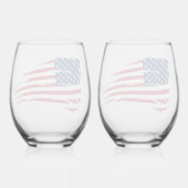 ぼろぼろのアメリカ国旗 ステムなしワイングラス (裏面)