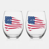 ぼろぼろのアメリカ国旗 ステムなしワイングラス (正面)