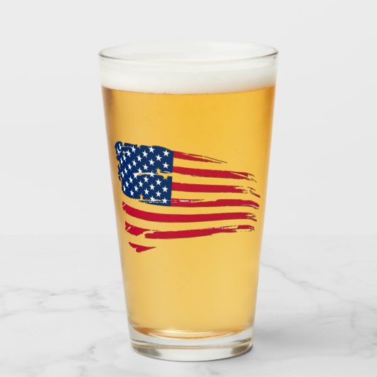 ぼろぼろのアメリカ国旗 タンブラーグラス (ドリンク正面)