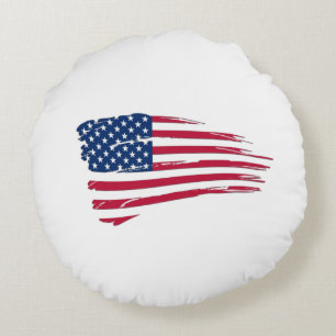 ぼろぼろのアメリカ国旗 ラウンドクッション