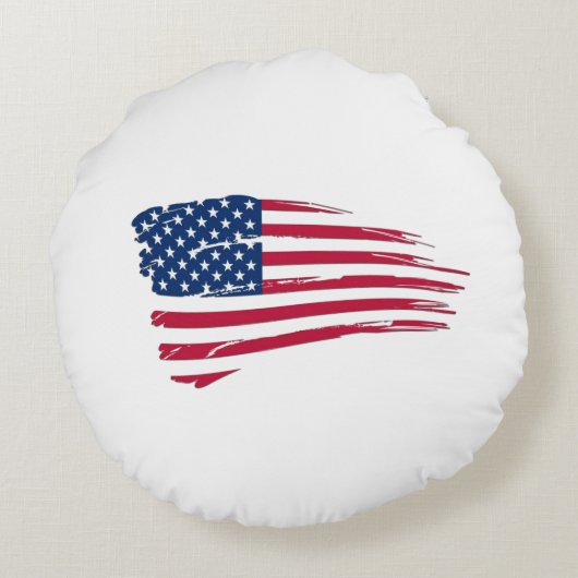 ぼろぼろのアメリカ国旗 ラウンドクッション (裏面)