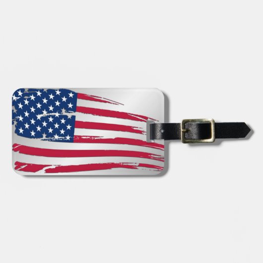 ぼろぼろのアメリカ国旗 ラゲッジタグ (正面横)