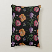 ぼろぼろのオレンジ色の紫色の黄色のポピー飾りクッション アクセントクッション (裏面(縦))