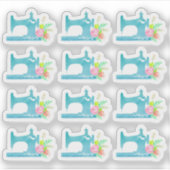 ぼろぼろのコテージのシックなミシンの花柄のプランナー シール (正面)