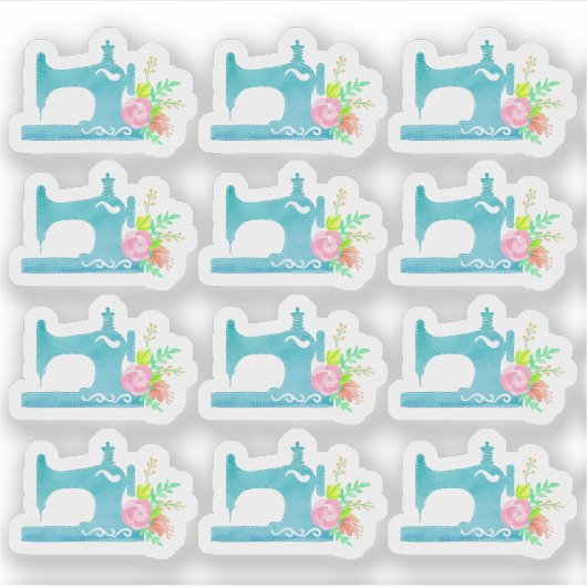 ぼろぼろのコテージのシックなミシンの花柄のプランナー シール (正面)