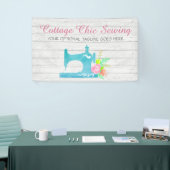 ぼろぼろのコテージのシックなミシン素朴な木 横断幕 (トレードショー)