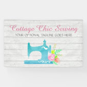 ぼろぼろのコテージのシックなミシン素朴な木 横断幕 (横)