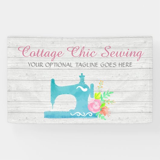 ぼろぼろのコテージのシックなミシン素朴な木 横断幕 (横)