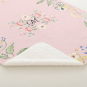 ぼろぼろのコテージのシックなモノグラムの花の農場の装飾 シェルパブランケット (3/4)