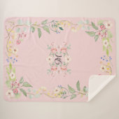 ぼろぼろのコテージのシックなモノグラムの花の農場の装飾 シェルパブランケット (正面(横))