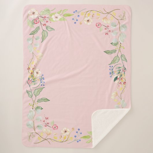 ぼろぼろのコテージのシックな水彩画の花の農場の装飾 シェルパブランケット (正面)
