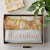 ぼろぼろのシックでロマンチックなモモのバラのパーソナライズな名前 薄葉紙 (ギフト)