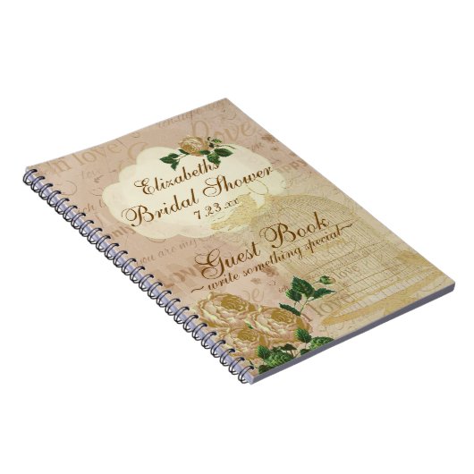 ぼろぼろのシックでロマンチックなヴィンテージの花嫁の来客名簿| ノートブック (右側)