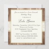 ぼろぼろのシックで素朴なクリーム色のSweet sixteenのパーティー 招待状 (裏面)