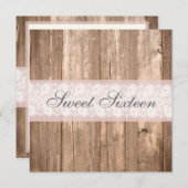 ぼろぼろのシックで素朴なSweet sixteenの誕生会 招待状 (正面/裏面)