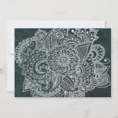 ぼろぼろのシックで青いヴィンテージのペイズリーのメイド・オブ・オーナー（花嫁付き添い人） 招待状 (裏面)