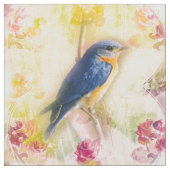 ぼろぼろのシックで青い鳥の生地 ファブリック (クローズアップ)