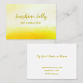 ぼろぼろのシックで黄色い水彩画の洗浄背景 名刺 (正面/裏面)