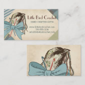 ぼろぼろのシックなかぎ針編みホックヤーンの鳥のリボンの弓 名刺 (正面/裏面)