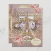 ぼろぼろのシックなエッフェル塔の結婚式招待状 招待状 (正面/裏面)