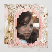 ぼろぼろのシックなキンセアニェラのヴィンテージの写真カードAnnounc 招待状 (正面/裏面)