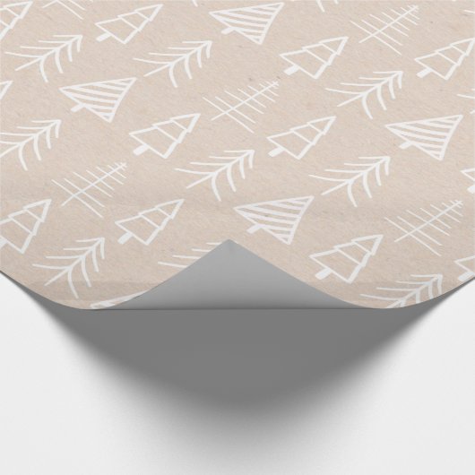 ぼろぼろのシックなクリスマスツリーパターン休日のクリーム ラッピングペーパー (角)