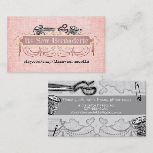 ぼろぼろのシックなシャンデリアの裁縫の名刺 名刺 (正面/裏面)