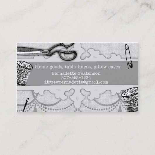 ぼろぼろのシックなシャンデリアの裁縫の名刺 名刺 (裏面)