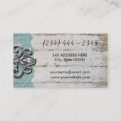 ぼろぼろのシックなターコイズ及び白い木製の名刺 名刺 (裏面)