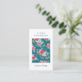 ぼろぼろのシックなティール(緑がかった色)及びピンクのバラパターン 名刺 (スタンド正面)